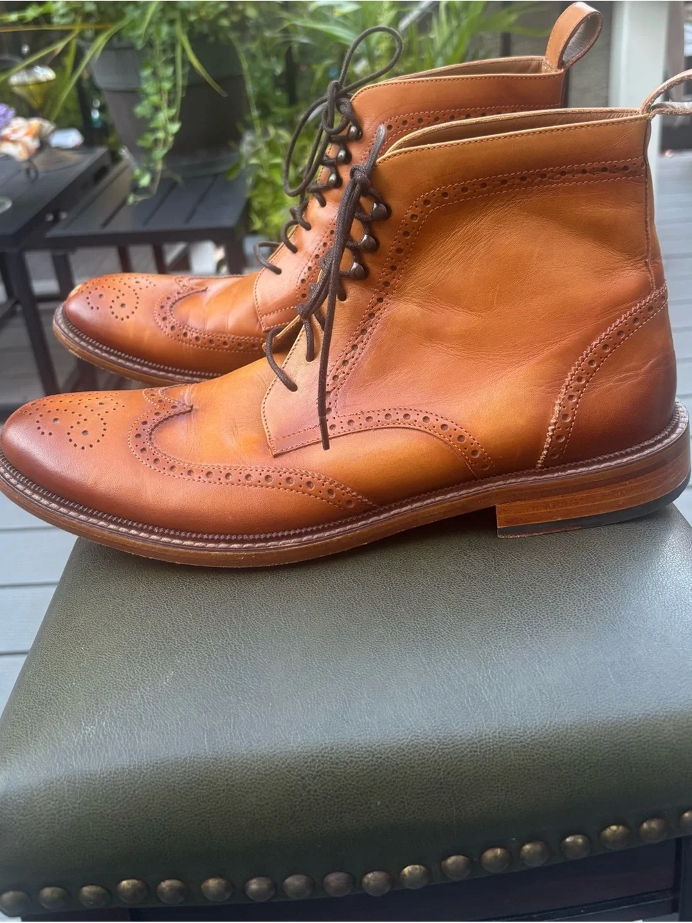 Taft The Mack Men's 45 US 12 Wingtip Combat High Top Dress Boots Honey Brown EUC